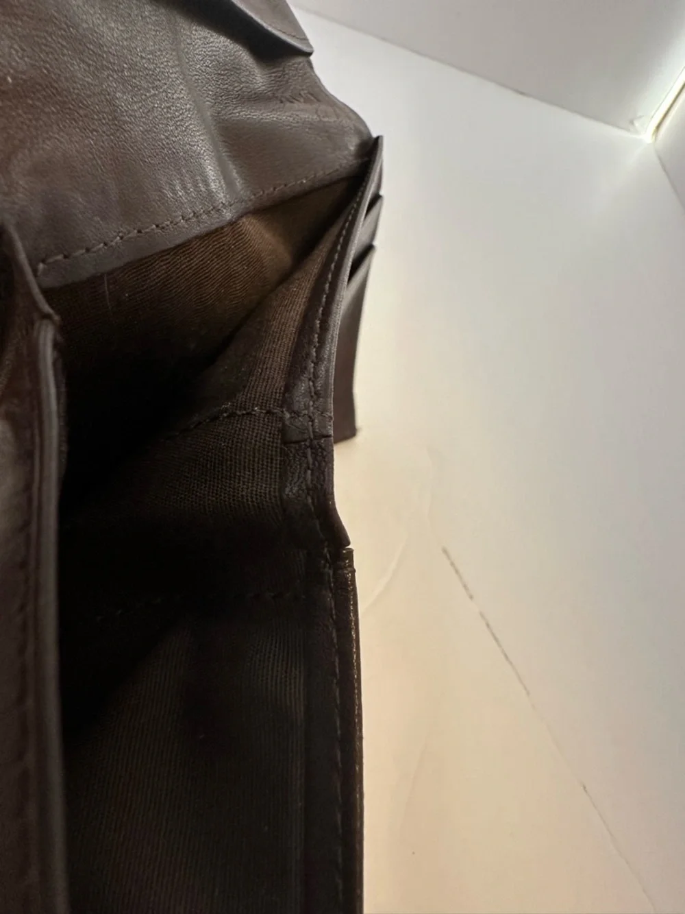 DKNY Dark Brown Leather Bi-Fold Wallet